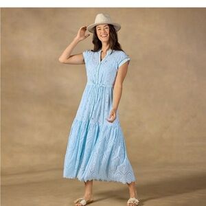 Sundance Blue Buttoned Tiered Midi Sundress- Size Medium- NWT